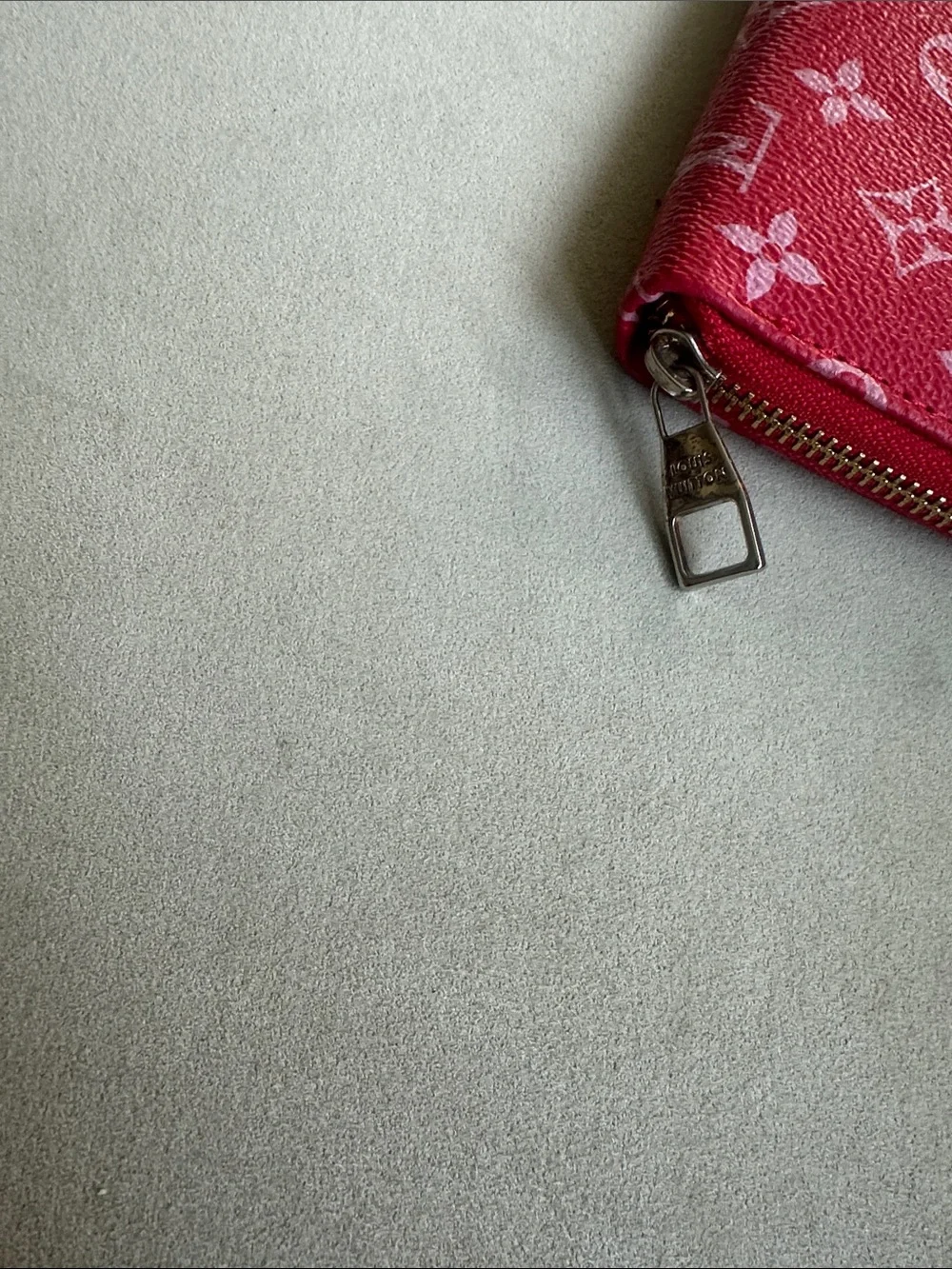 Red Monogram Zip-Around Wallet